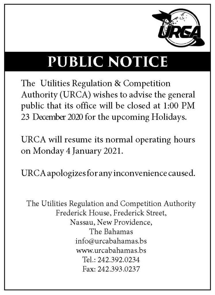 Notice of Office Closure - URCA Bahamas